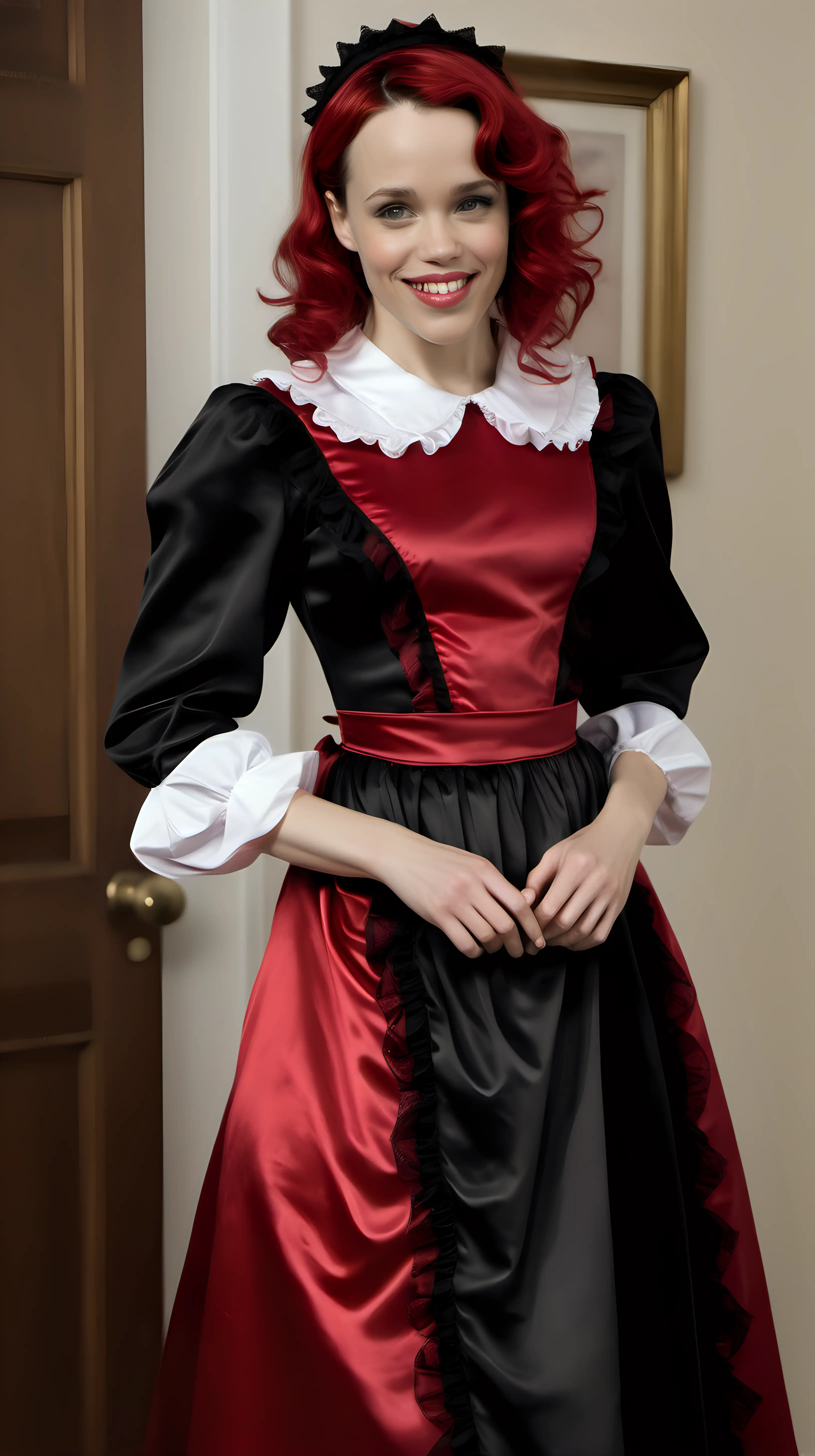 Elegant Retro Victorian Maid Gown Affair with Radiant Smiles
