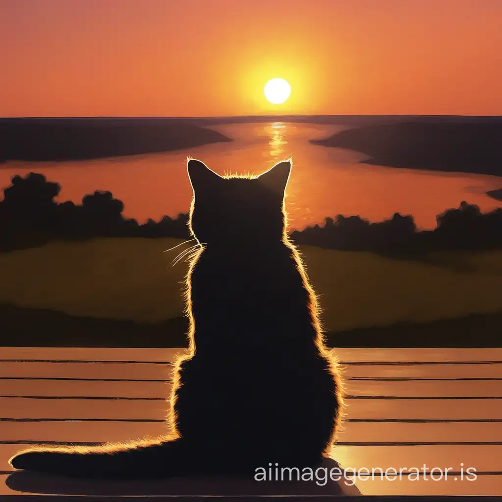 Graceful-Cat-Silhouetted-Against-a-Vibrant-Sunset