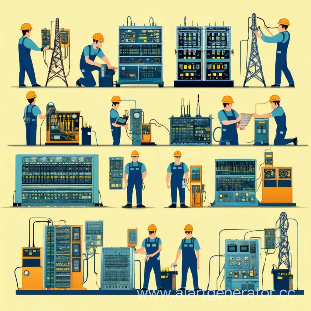Electrical-and-Electromechanical-Equipment-Maintenance-Professionals-in-Vector-Graphics