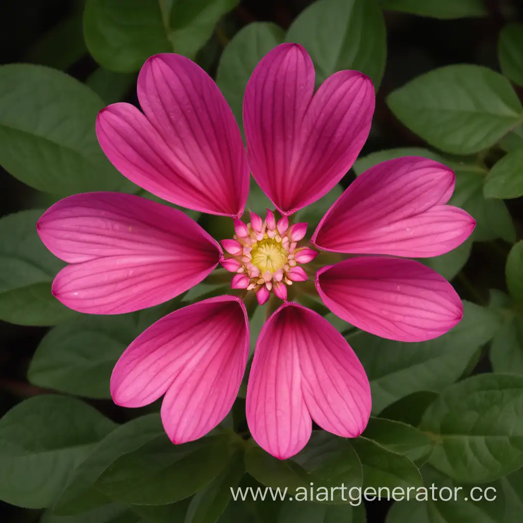 девятилепестковый тёмно-розовый цветок