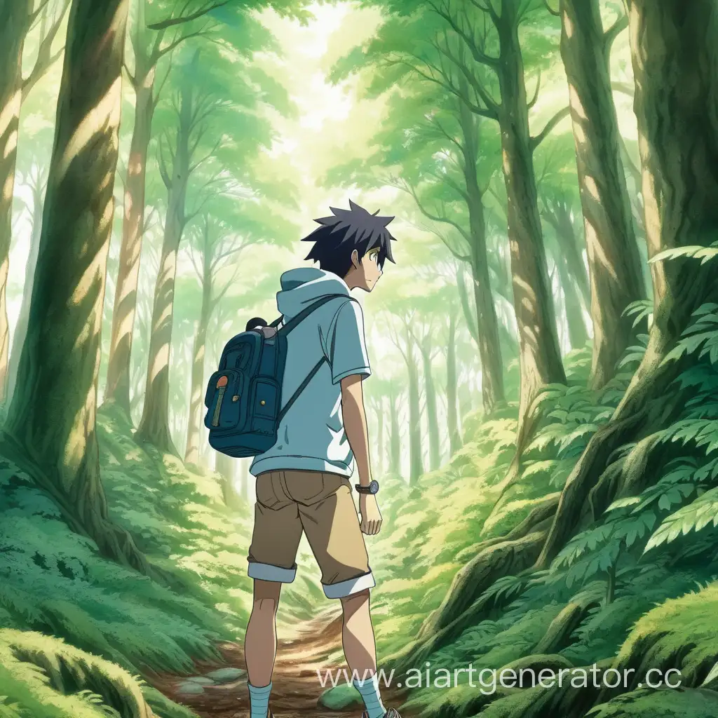 Mysterious-Anime-Character-Exploring-Enchanted-Forest