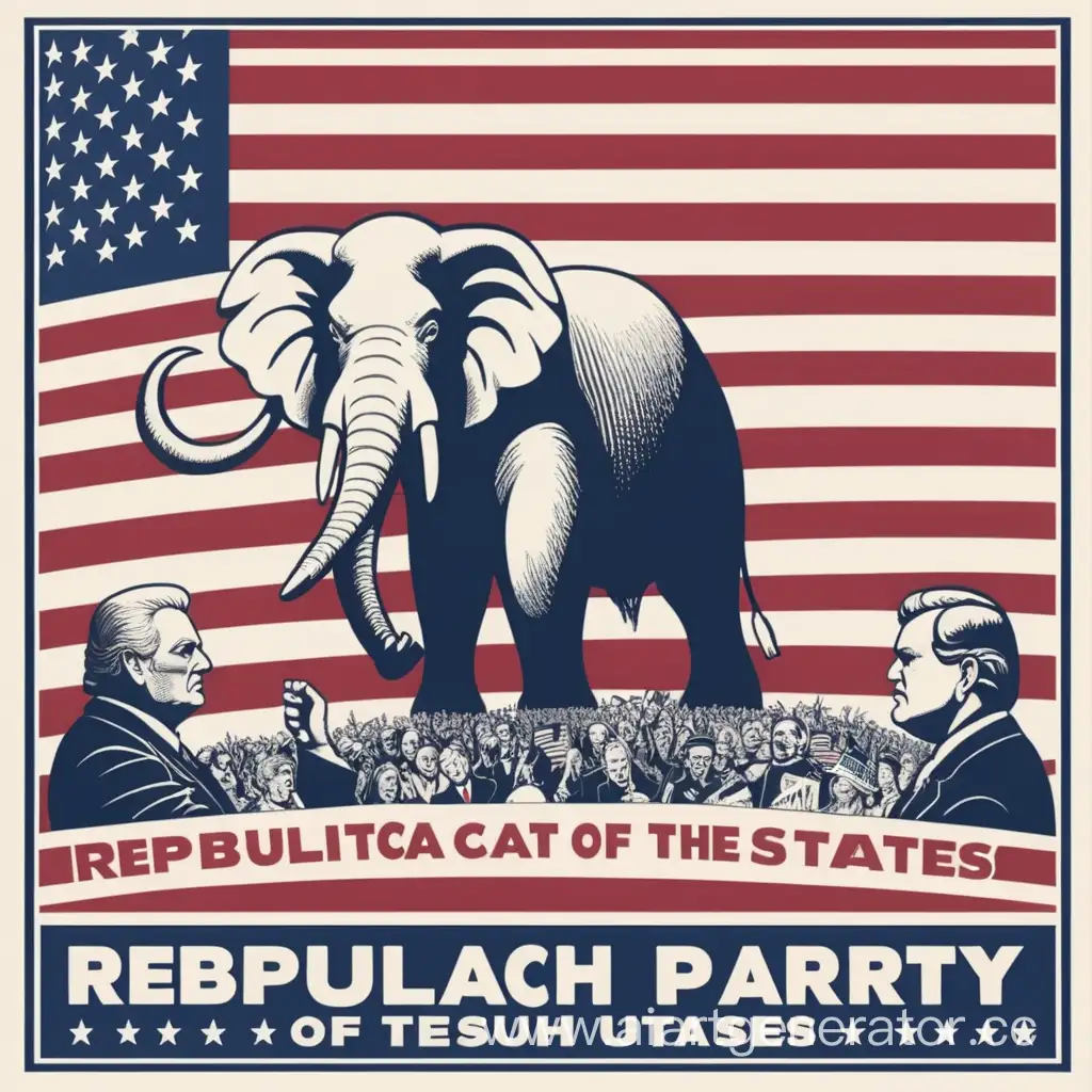 агитационный постер на тему "Республиканская партия США" без слов с логотипом