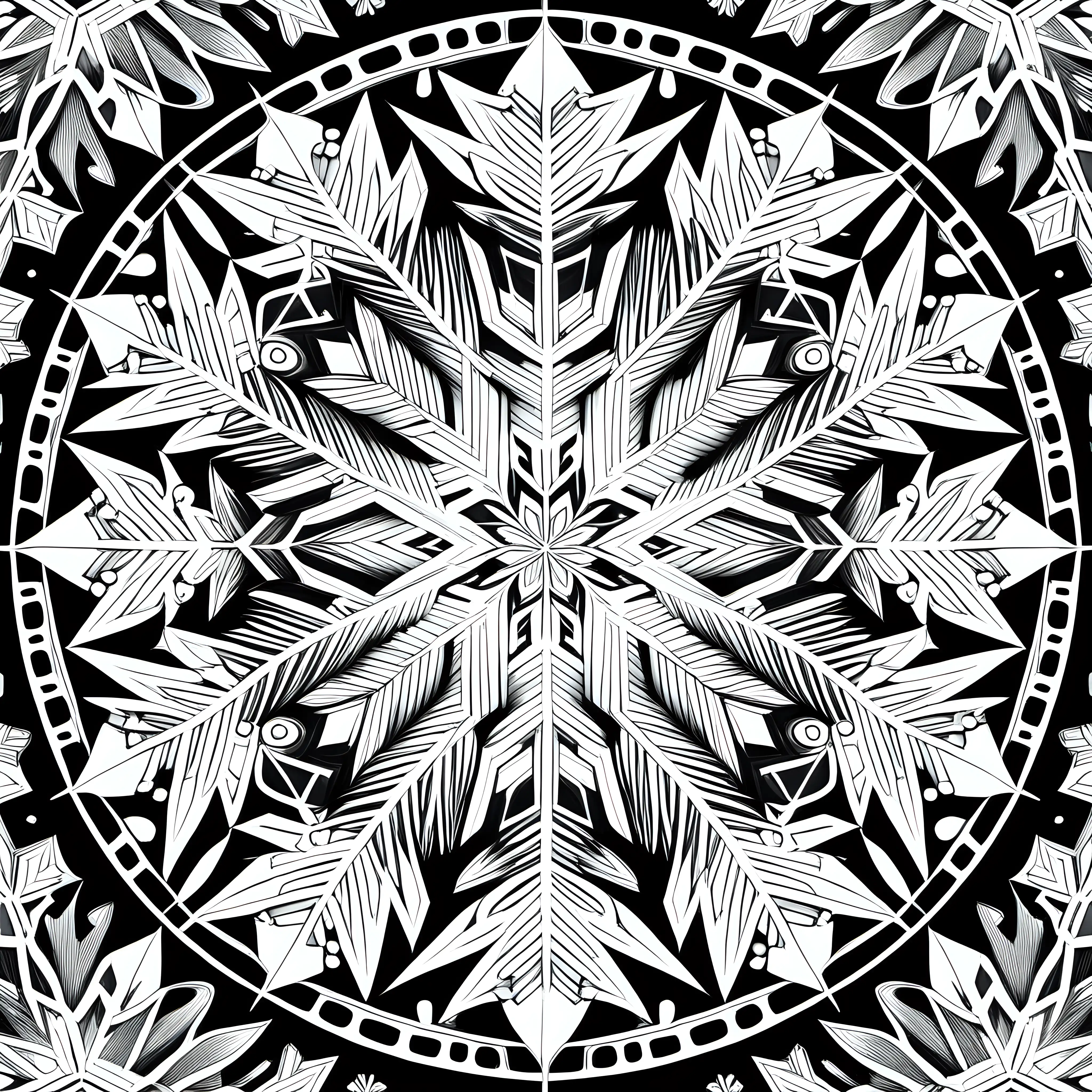 Intricate Black and White Snowflake Mandala Coloring Pages