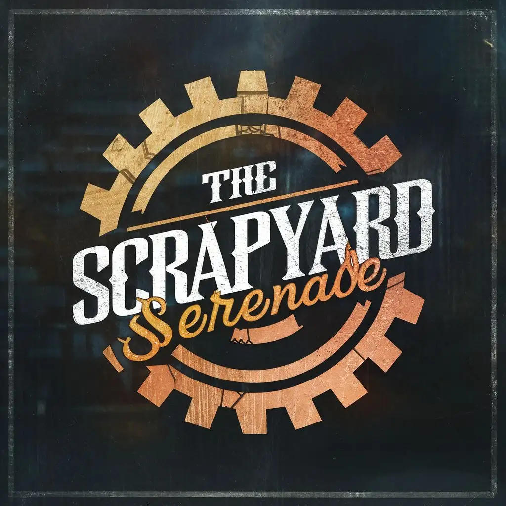 logo, cog, with the text "The Scrapyard Serenade", typography