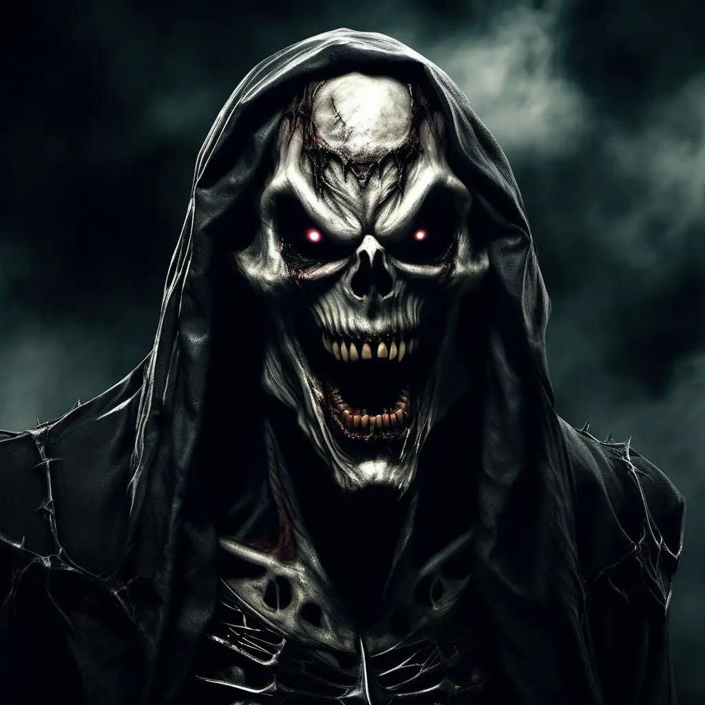 Eerie Hyper Realistic Horror Scene Haunted Skull Vampire Demon