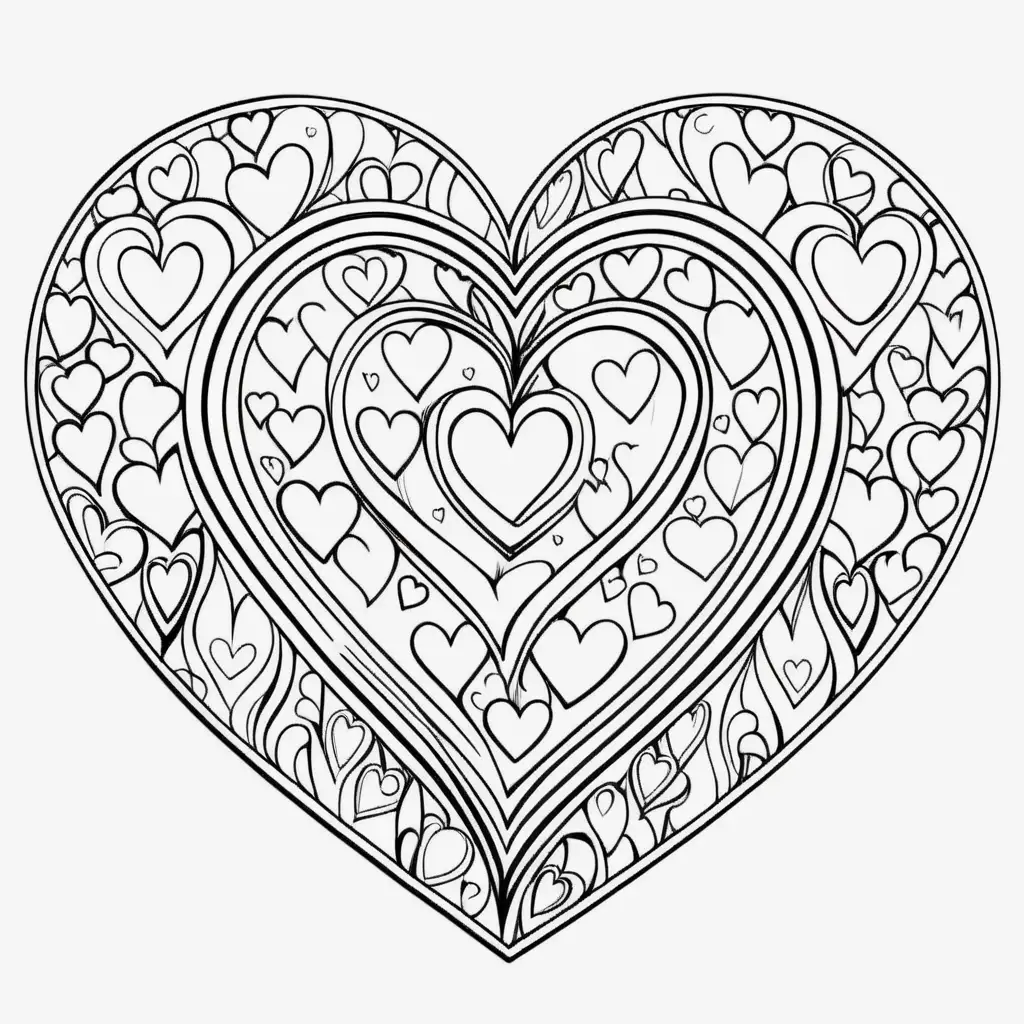 Happy Kids Coloring Pages with Heart Designs
