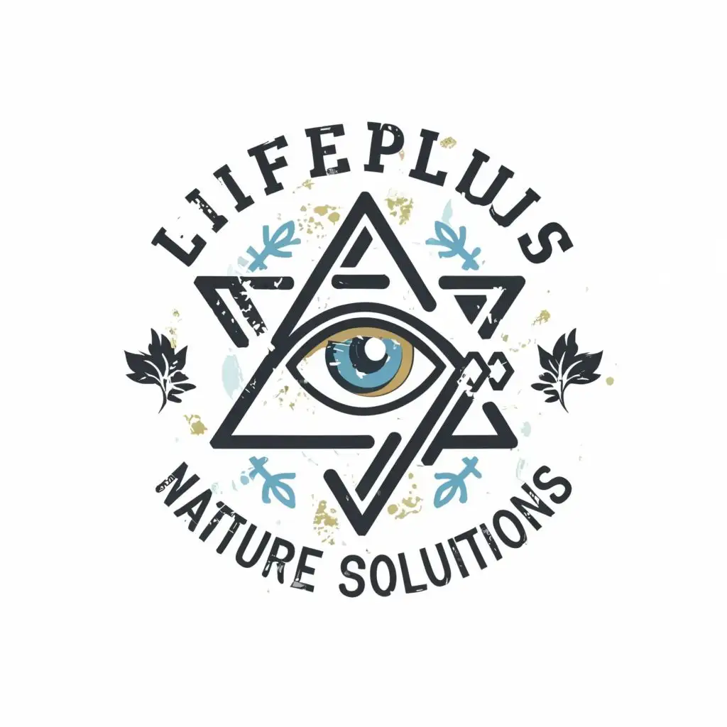 logo, The star of David and the crucifix encircled inside an eye, with the text "Lifeplus Nature Solutions", typography, be used in Religious industry