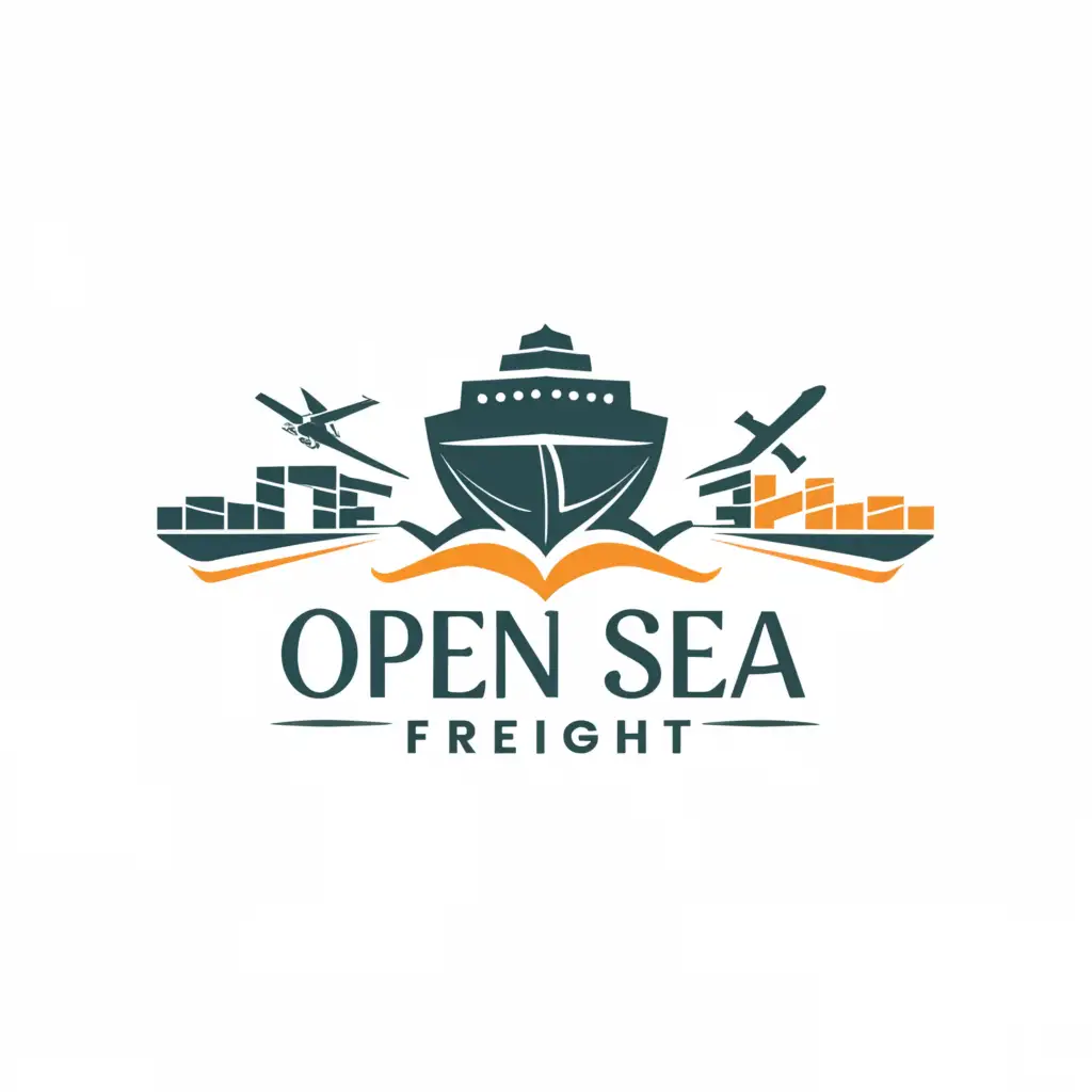 a logo design,with the text "Open Sea Freight", main symbol:Air Freight Services,Sea  Freight Services,Road  Freight Services,complex,be used in Travel industry,clear background