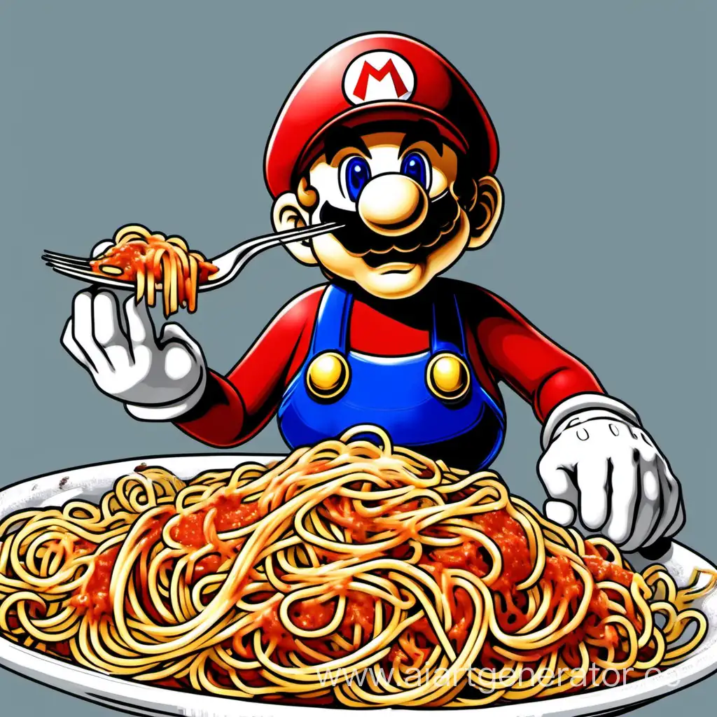 Mario-Enjoying-a-Plate-of-Spaghetti-in-a-Retro-Italian-Kitchen-Scene