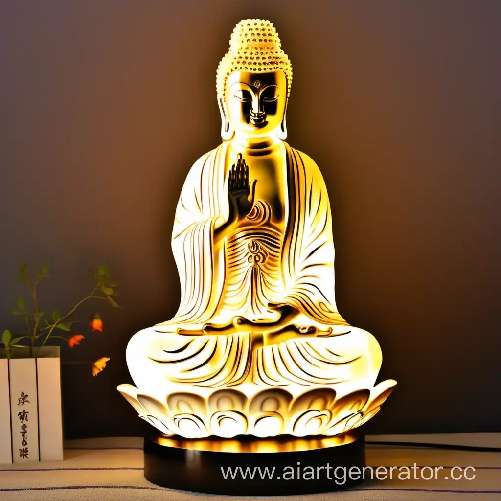 Radiant-Guanyin-Bodhisattva-Buddha-Statue-Illuminated-with-Divine-Light