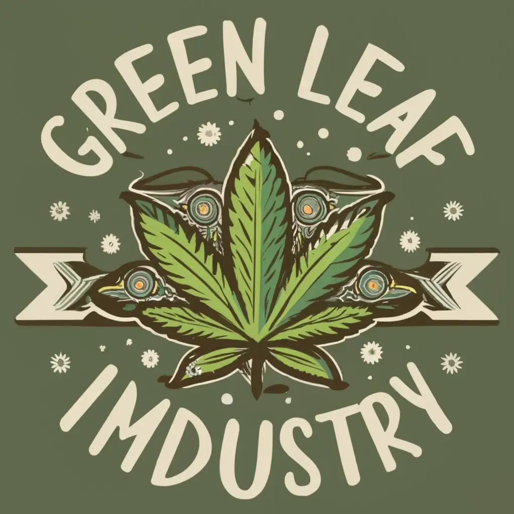 logo, Batik-motivated cannabis, with the text "Green leaf", typography, be used in Events industry