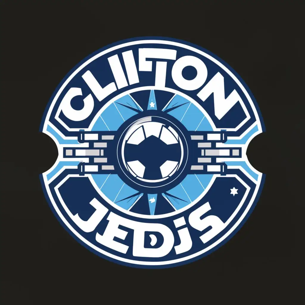 a logo design,with the text "Clifton Jedis", main symbol:Soccer ball Jedis light saber in blue rebels,Moderate,clear background