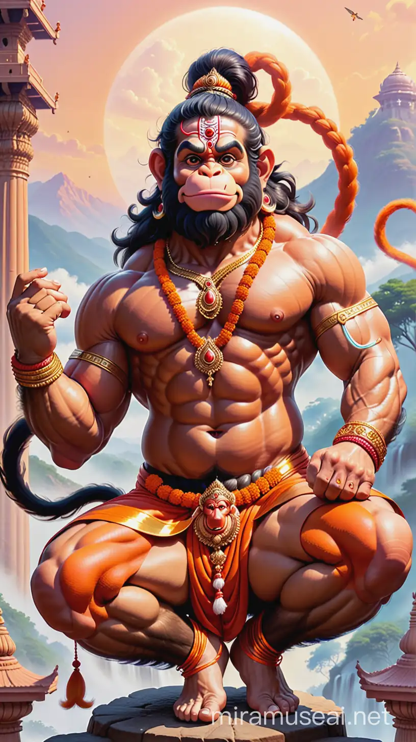 Hanuman in a Divine Celestial Setting