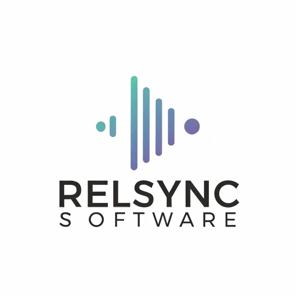 a logo design,with the text "RELSYNC Software
", main symbol:Audio,Moderate,be used in Technology industry,clear background