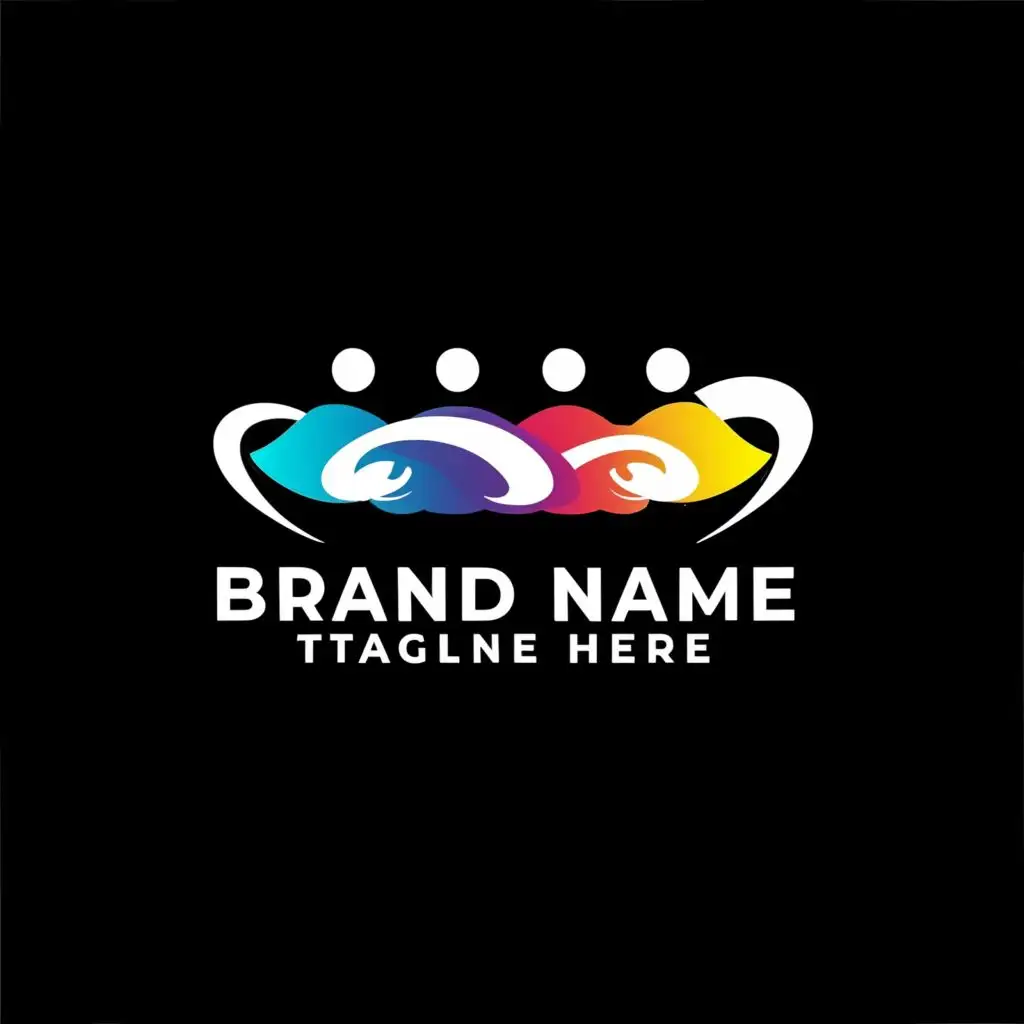logo, negative logo social team work more variation hyperdetails black or white, with the text "Brand name", typography, be used in Technology industry