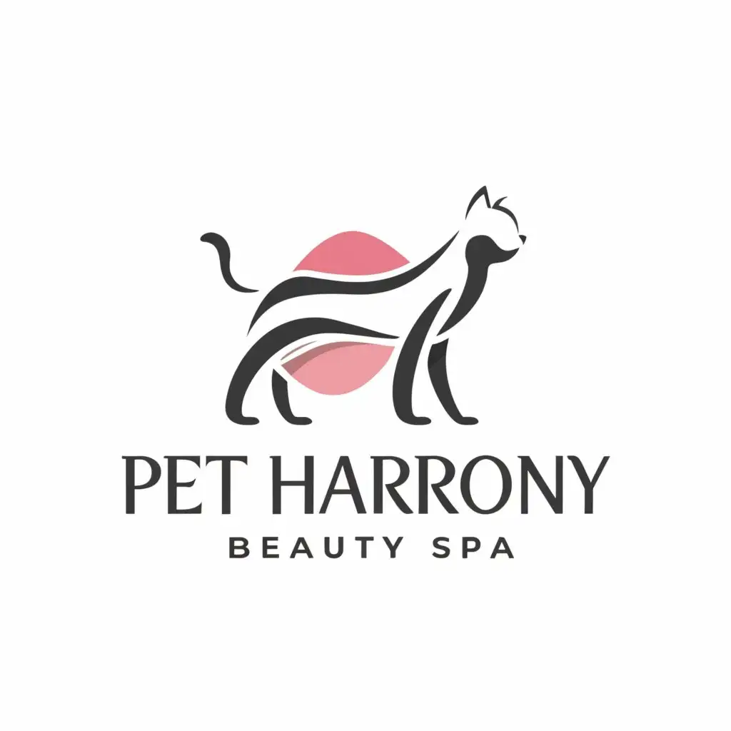 a logo design, with the text 'Pet Harmony', main symbol: elegant cat walks, Minimalistic, to be used in Beauty Spa industry, clear background