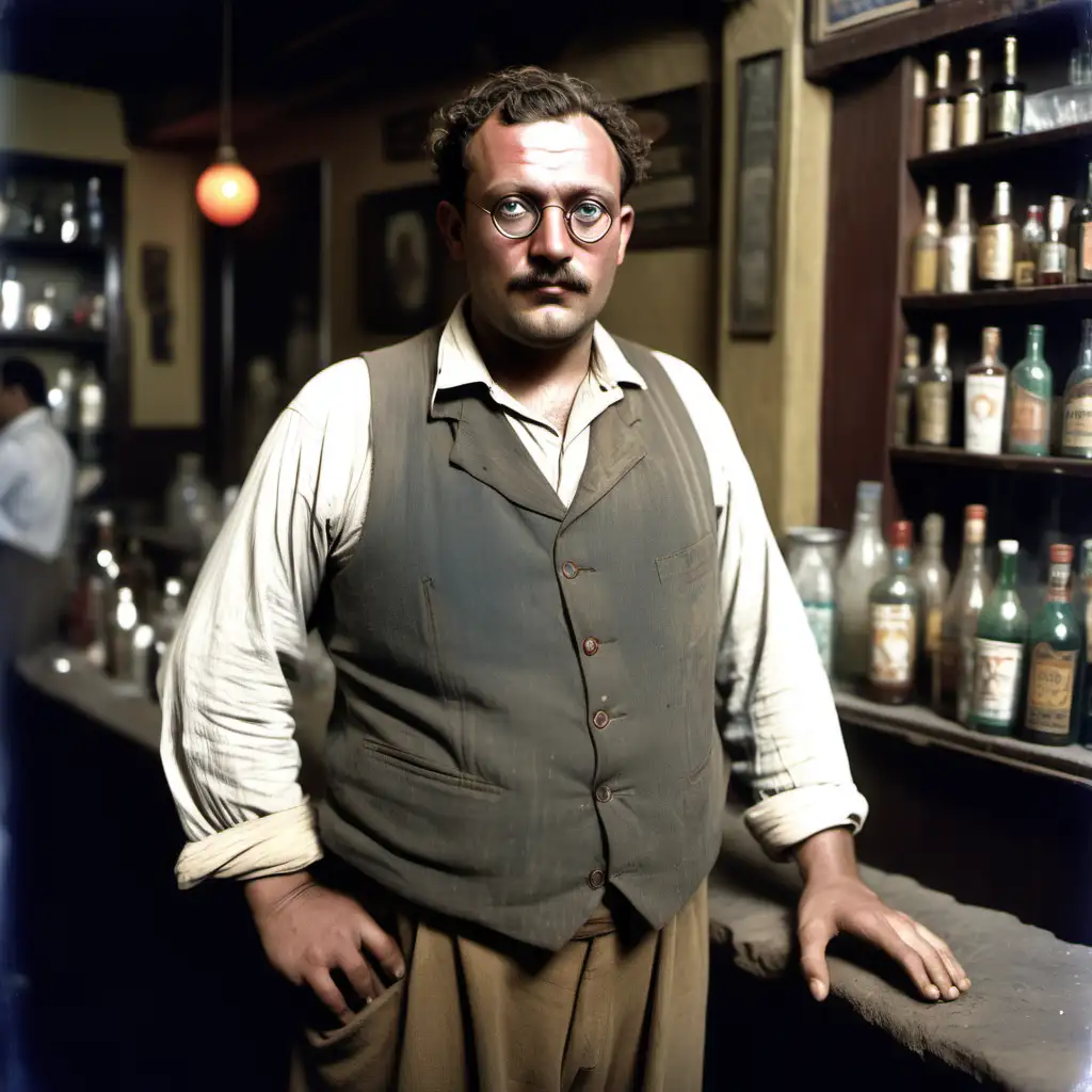 1920s Dutch Archaeologist in Cairo Bar Unshaven Sweaty Tiny Round Glasses