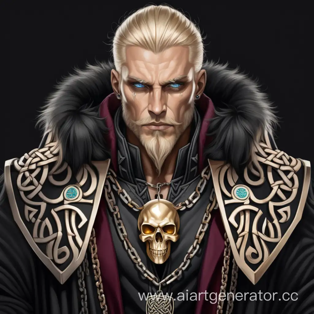 Symmetrical-Portrait-of-a-Celtic-King-with-PlatinumGolden-Hair-and-Burgundy-Cloak