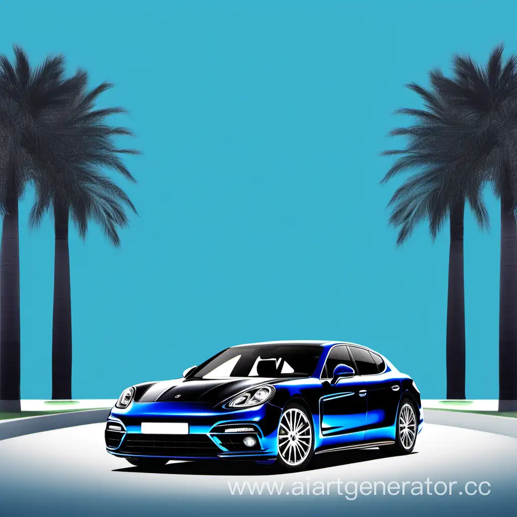 Luxurious-Black-Panamera-Car-on-a-Stylish-Blue-Background