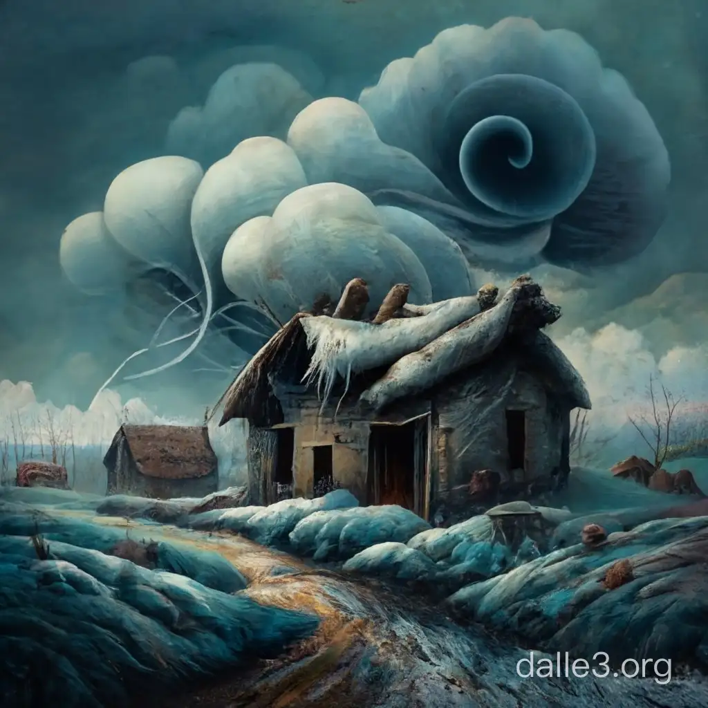 The storm is darkening the sky, snowy whirlwinds spinning like a beast, she howls b cries like a child. the roof of a dilapidated thatch makes a noise, a late traveler knocks on the window. a shabby hovel is sad and dark, an old woman is silent at the window and dozes under the whirring of her spindle. a friend of poor youth, let's drink with grief, the heart will be merrier.