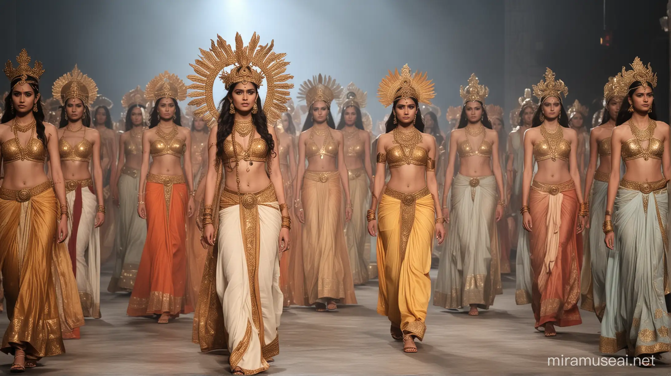 fashion show based on Hindu mythology heaven concept 