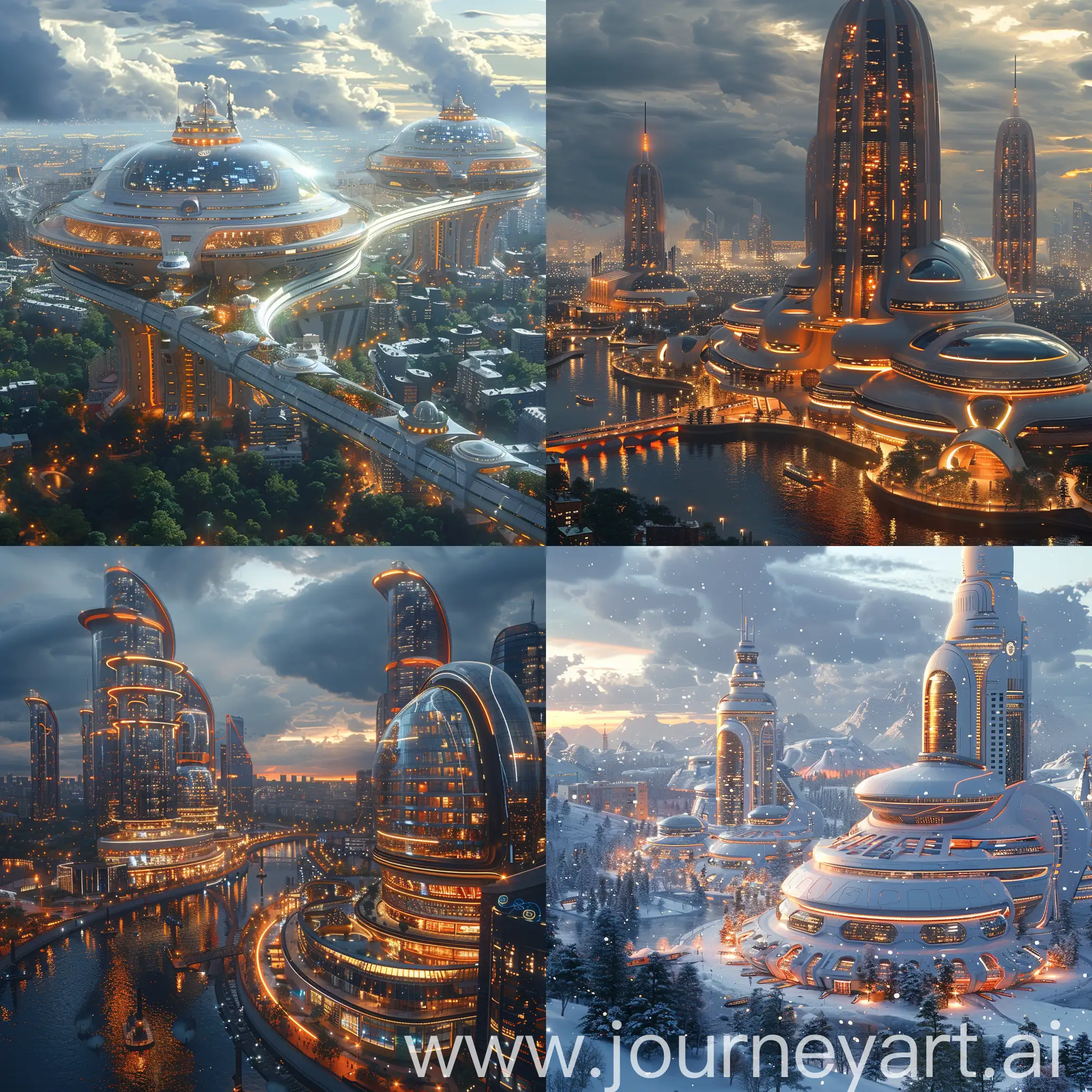 Futuristic high-tech high-strength Moscow, octane render --stylize 1000 --style raw