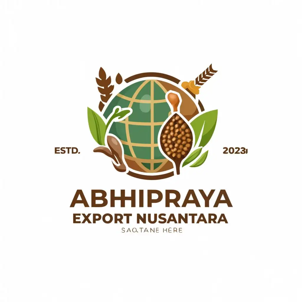 a logo design,with the text "PT. ABHIPRAYA EXPORT NUSANTARA", main symbol:GLOBE, AGRICULTURES, SPICES,Moderate,be used in Retail industry,clear background
