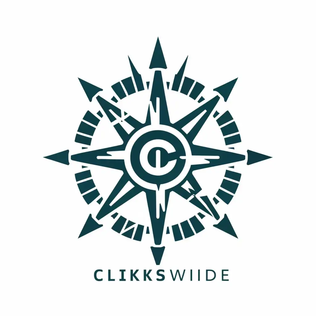 a logo design,with the text "clicks wide", main symbol:\A compass overlaid with a digital cursor, symbolizing Clickswide's ability to navigate the ever-changing digital marketing landscape and guide your brand towards success.,complex,be used in Internet industry,clear background