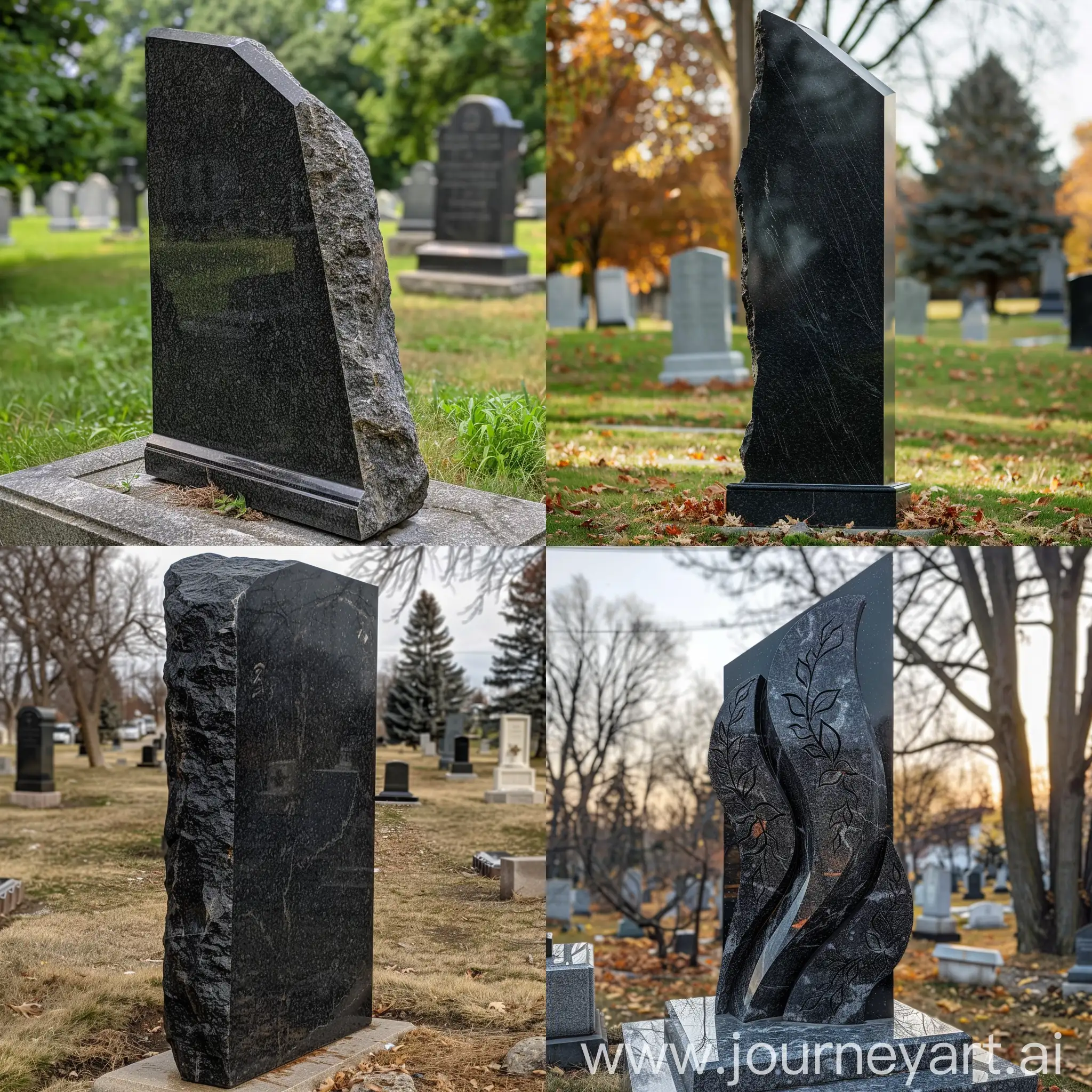 New granite black slab monument, cemetery