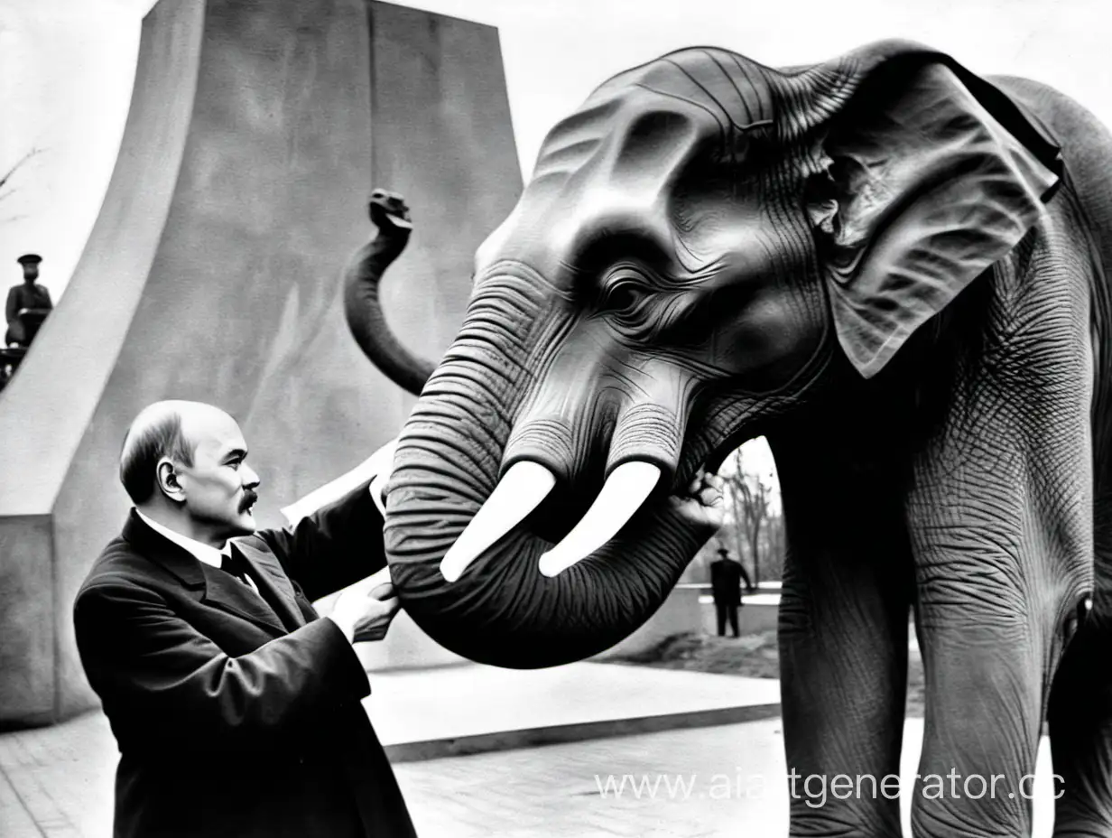 Lenin-Embracing-an-Elephant-in-Surreal-Unity