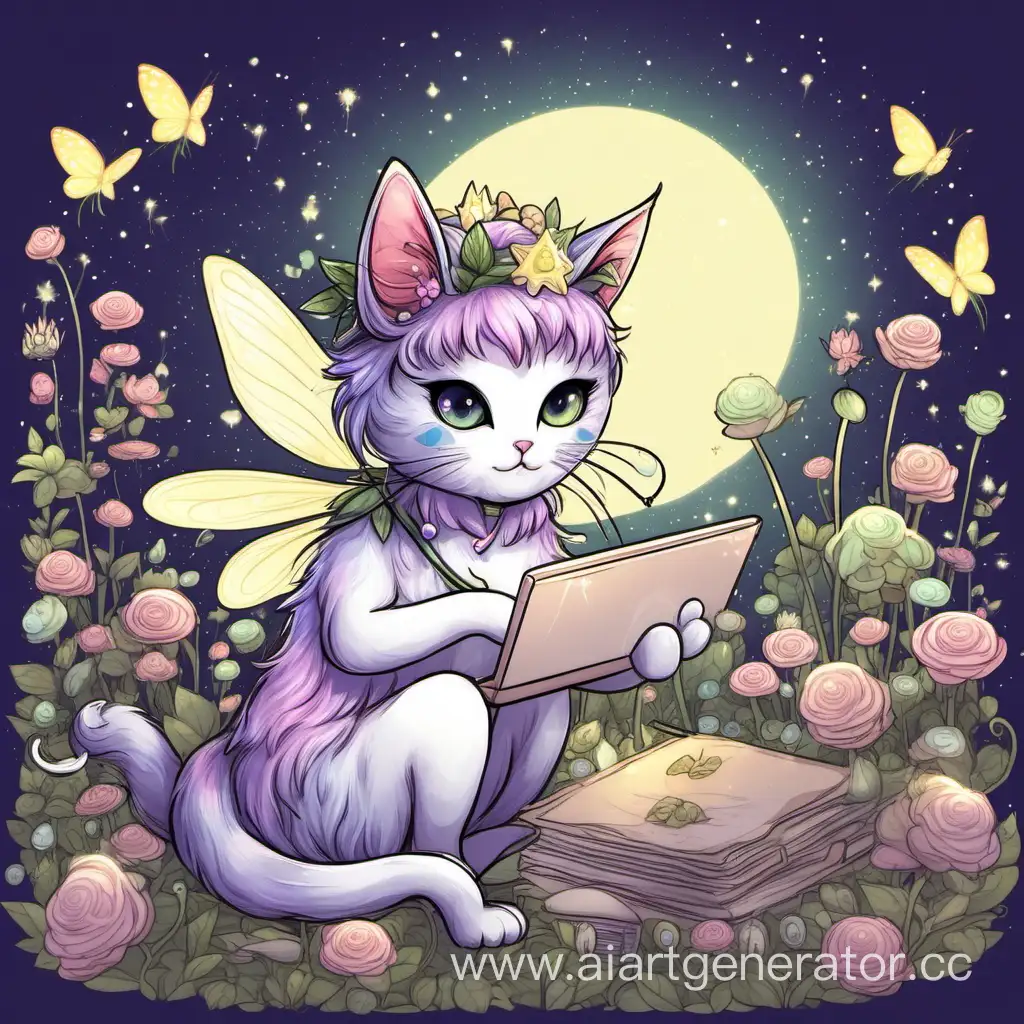 Enchanting-Fairy-Cat-Engaged-in-Whimsical-Work