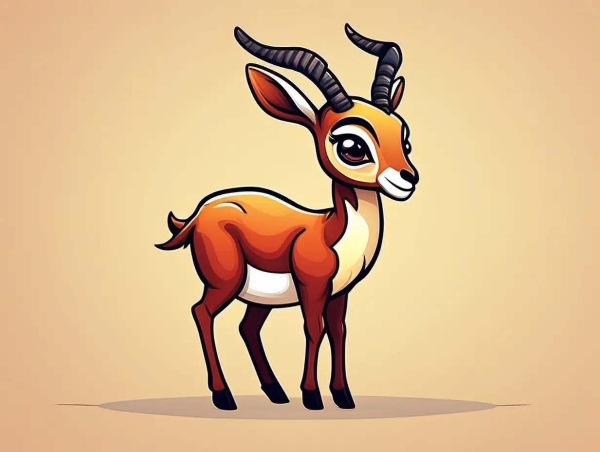 Adorable Cartoon Antelope in a Whimsical Scene