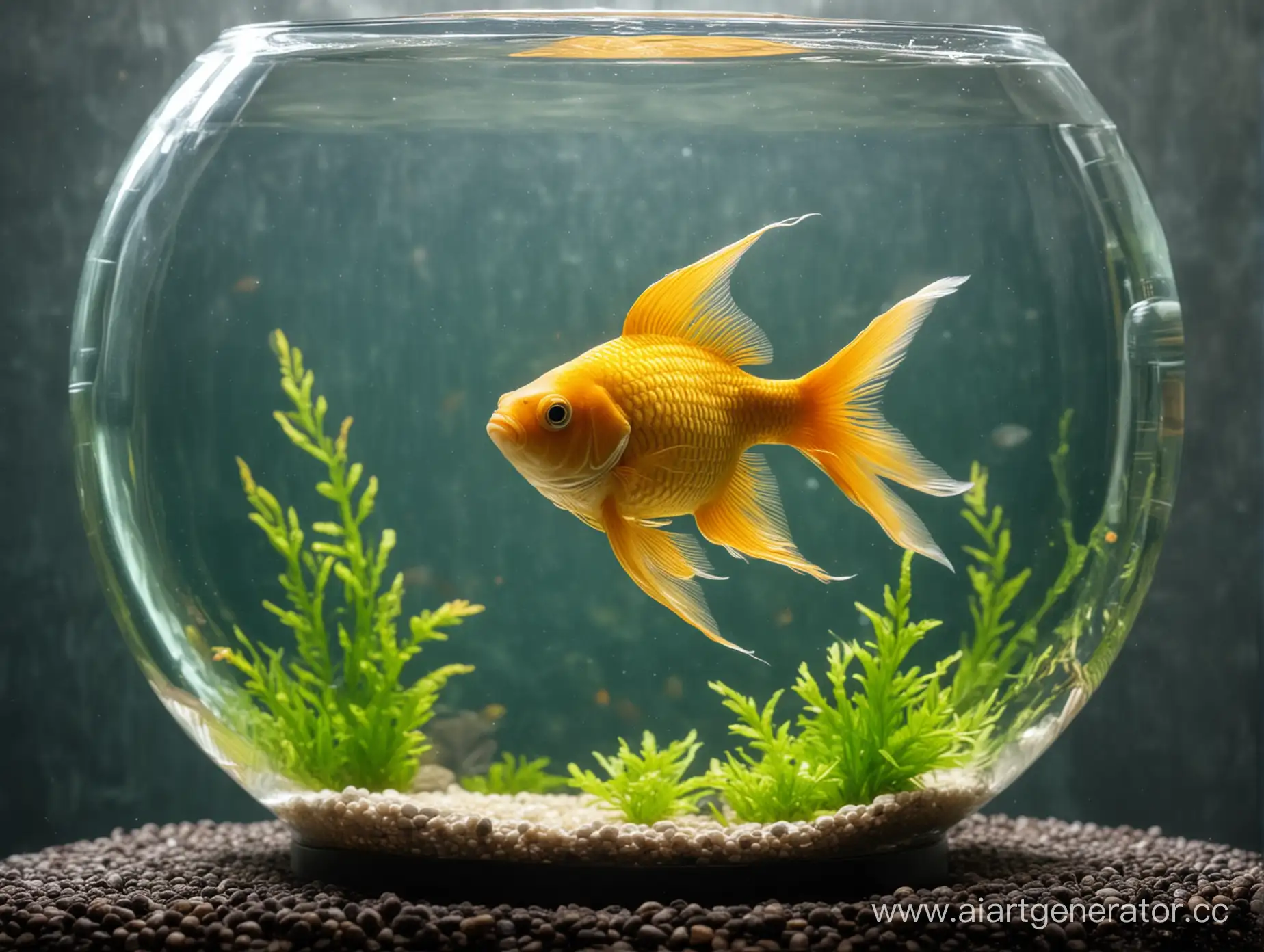 Shimmering-Goldfish-in-a-Spherical-Tank-for-Aquatic-Celebration