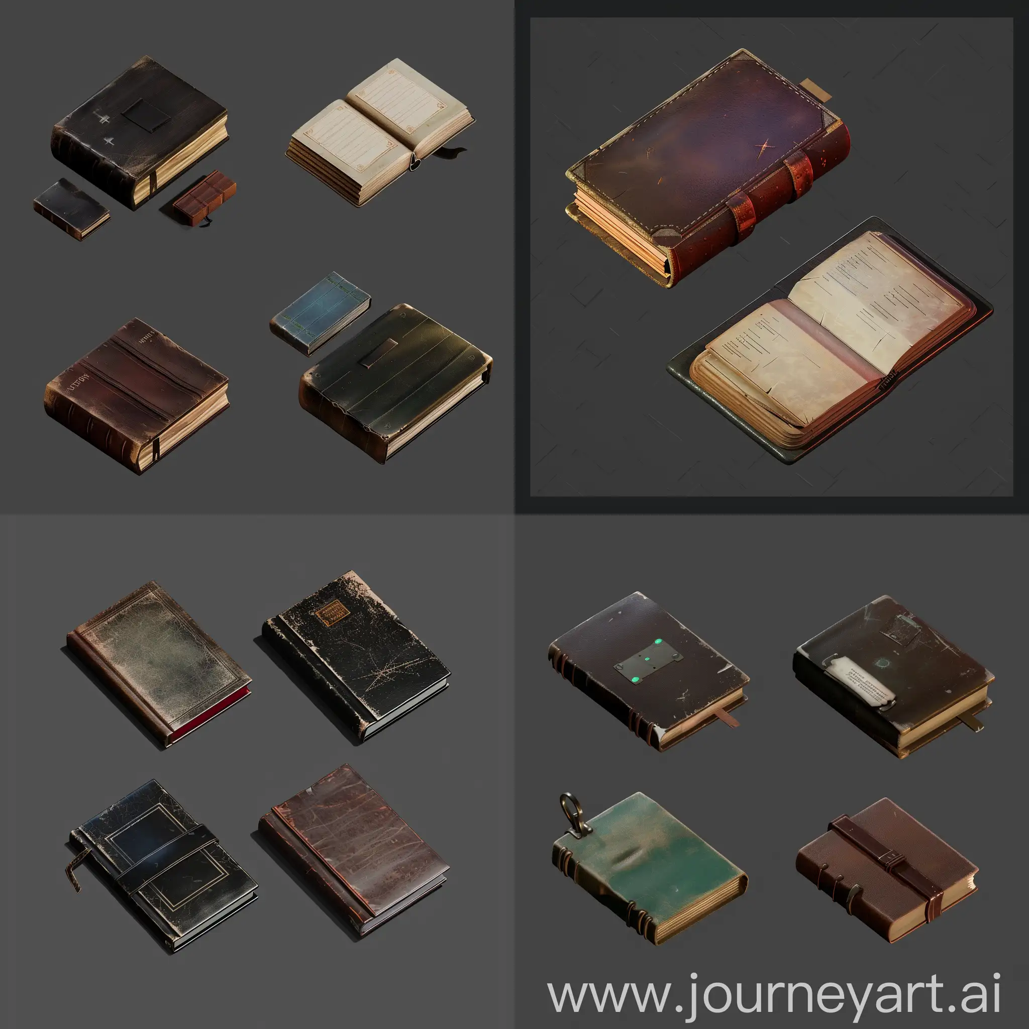 Isometric-Old-Worn-Book-with-Leather-Cover-Realistic-3D-Game-Asset