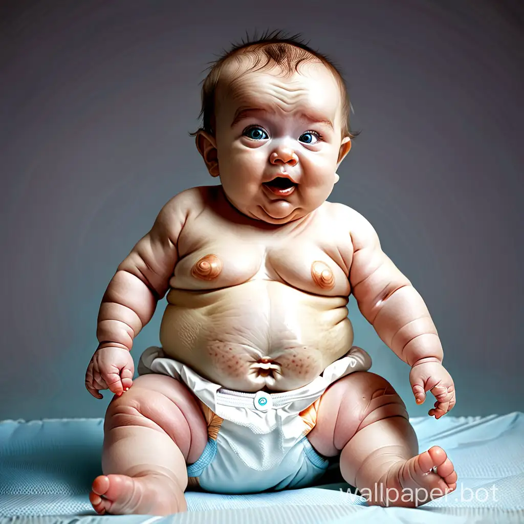 fat baby in diaper