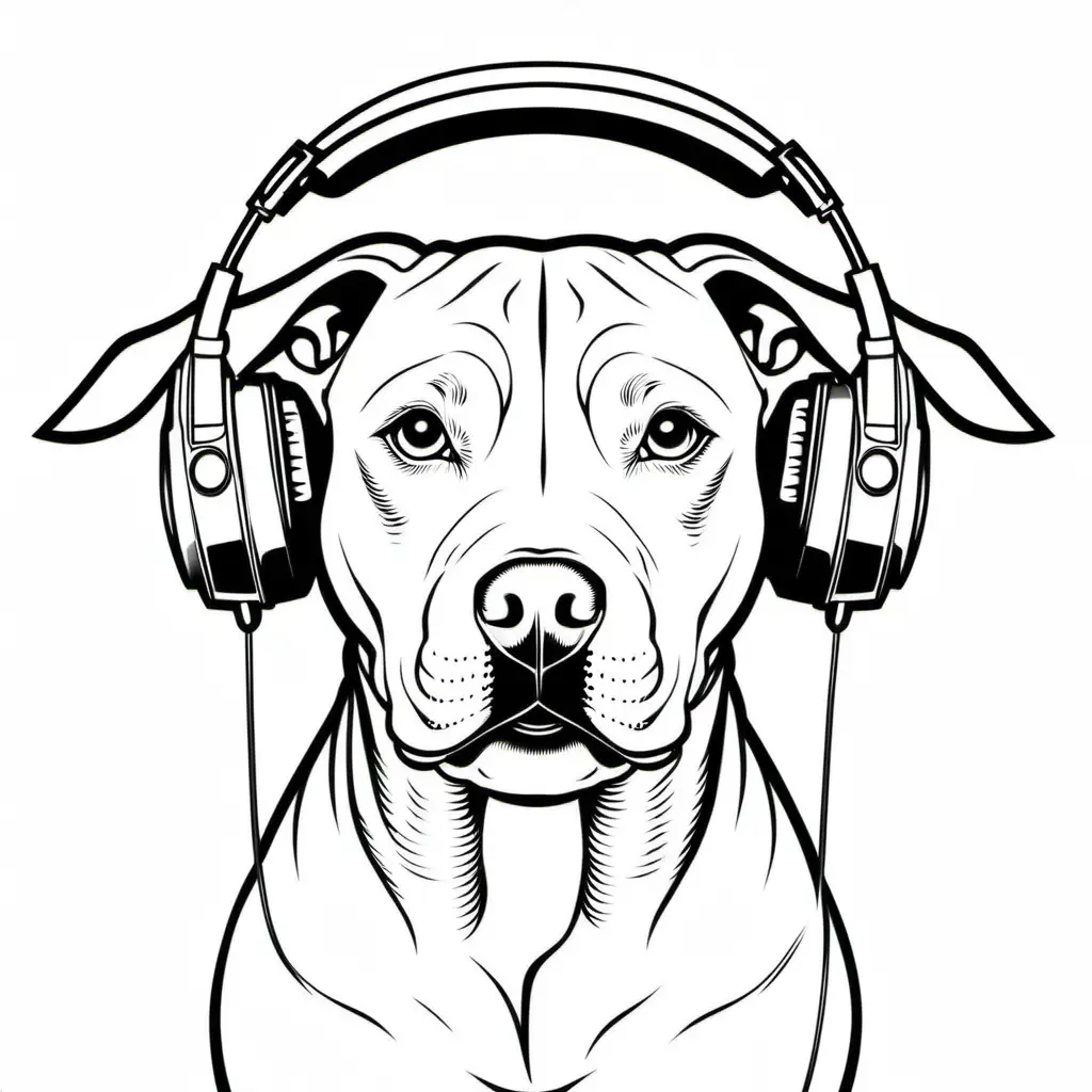 pitbull with headset coloring page for adults