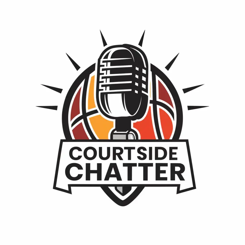 LOGO-Design-for-Courtside-Chatter-Bold-Microphone-and-Basketball-with-Athletic-Typography-for-the-Sports-Fitness-Industry