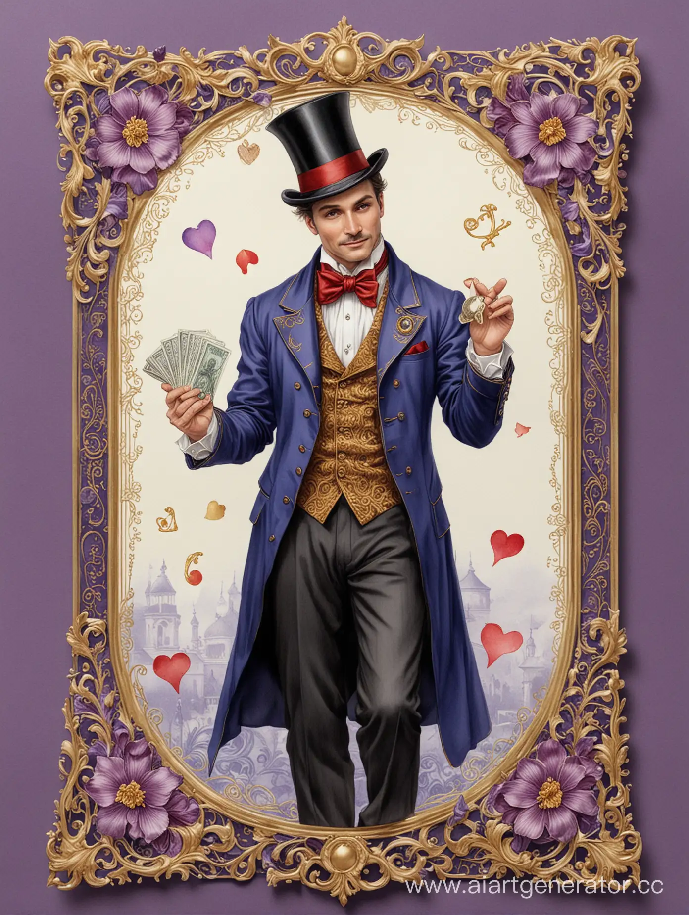 Magician-Performing-Infinite-Magic-with-Hearts-and-Money-on-Tarot-Card