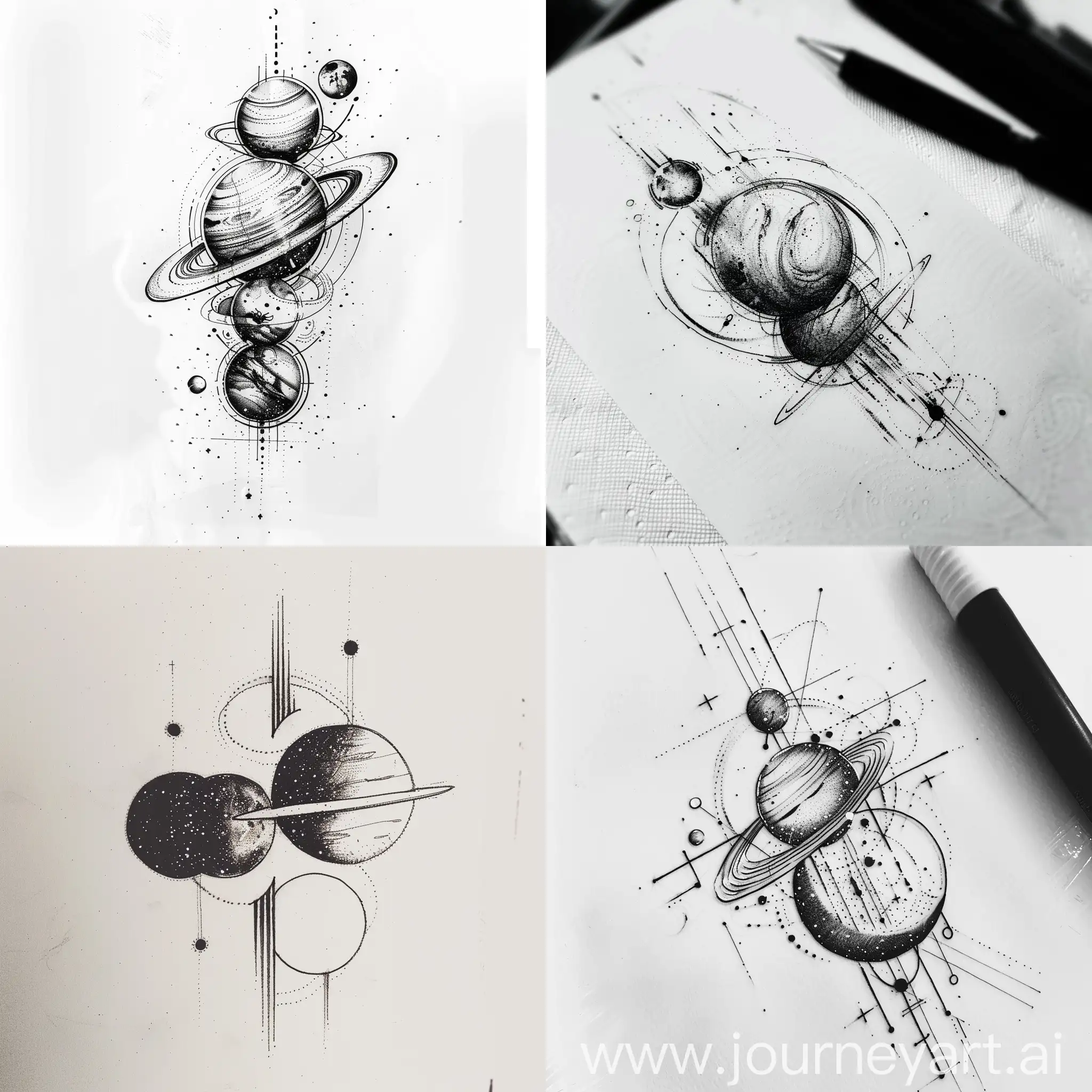 Minimalist-Tattoo-Sketch-Design-of-Space-on-White-Background