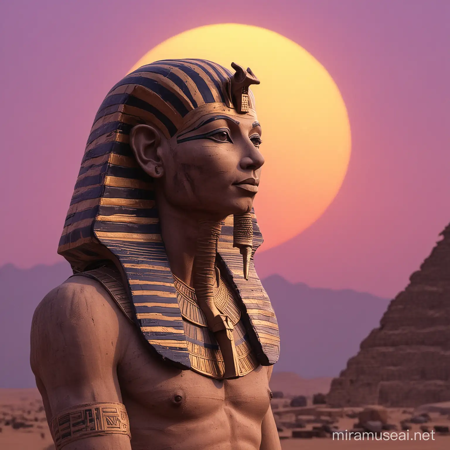 Pharaoh at Dusk Serene Majesty Amidst the Sands of Time