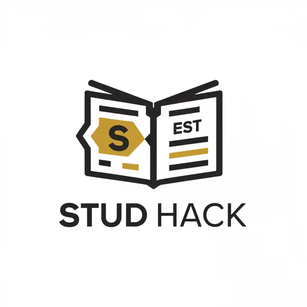 LOGO-Design-For-Stud-Hack-Minimalistic-Books-and-Discount-Symbol-on-Clear-Background