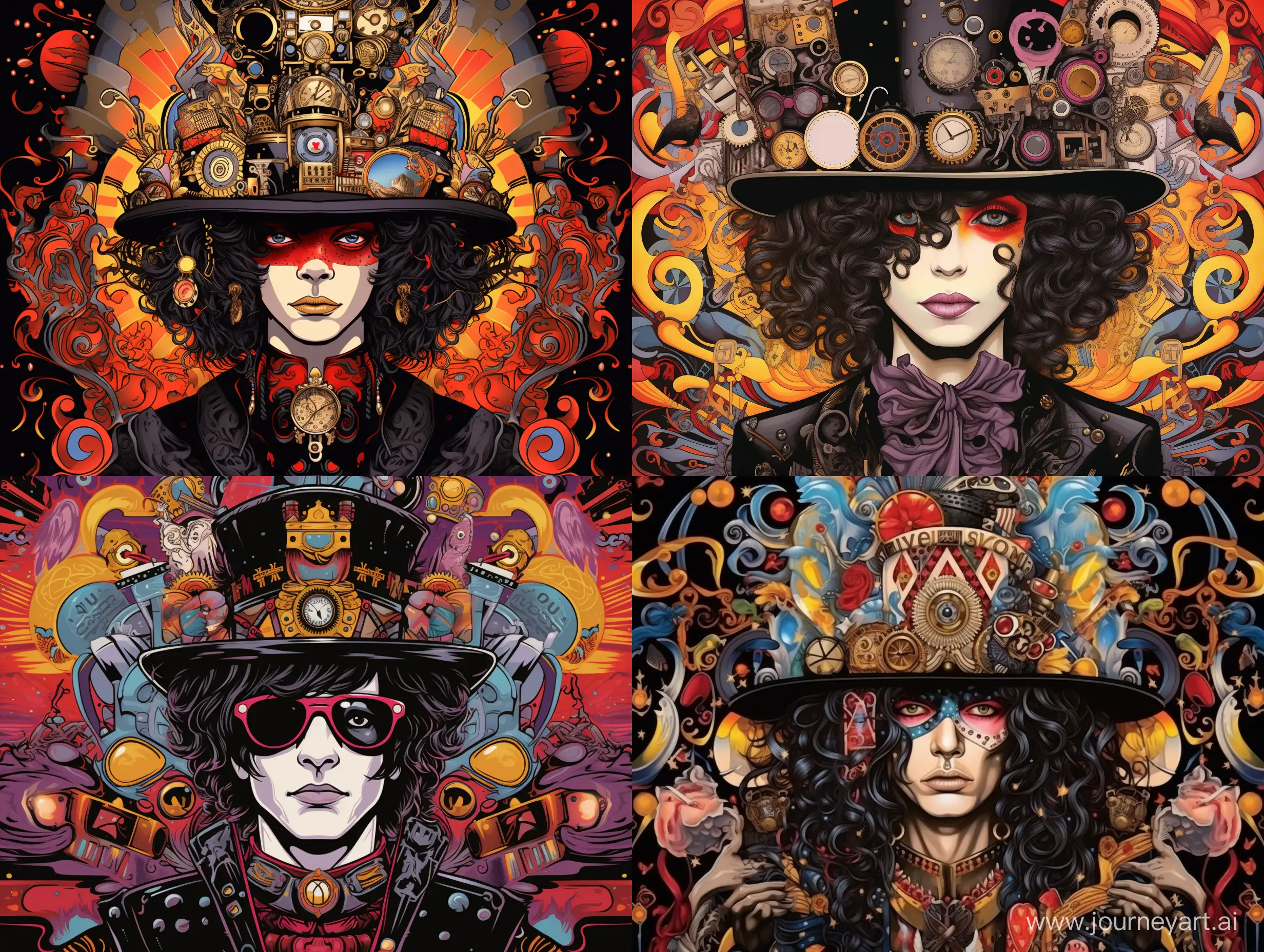 Waist portrait of Michael Jackson, middle-aged, with a crown on his head, surrounded by musical symbols, lots of details, complex colors, caricature, pop art style