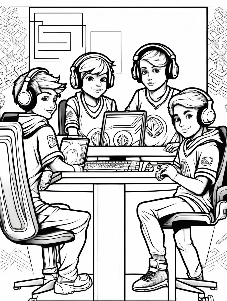 KidFriendly ESports Coloring Page with ActionPacked Gaming Scenes