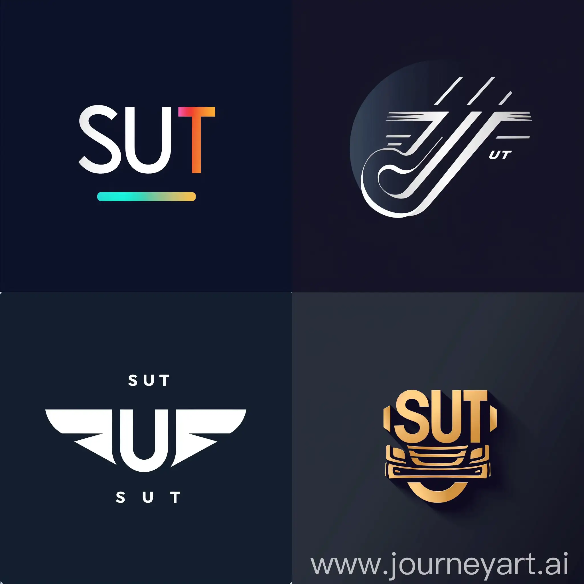 a logo for transportation company, SUT letter, logotype, simple, smooth, no shadings, no shadows, no background, no gradient