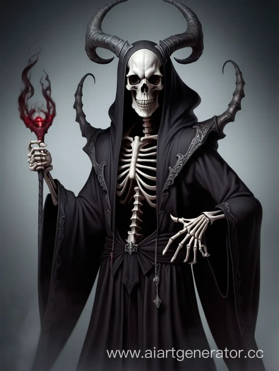 Демонический скелет в черной рясе и рогами предлагает сделку