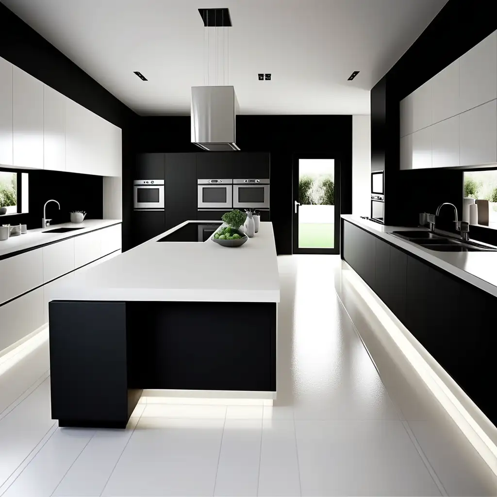 Luxurious Ultra Modern Kitchen with Ushaped Design and Elegant Lighting