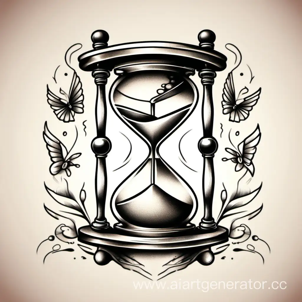 Traditional-Tattoo-Sketch-Hourglasses-on-White-Background