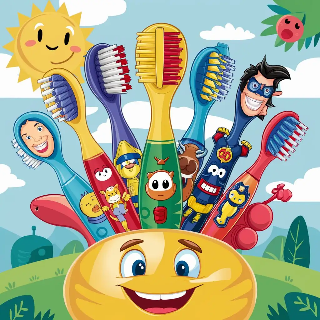 Colorful Kids Toothbrushes Encouraging Oral Hygiene with Vibrant Tools