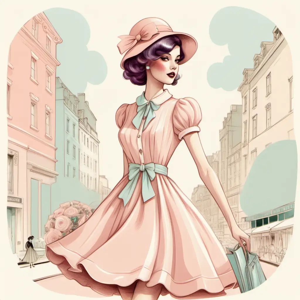 illustration, one coquette whimsical  
budget ,element ,soft, pastel colors, incorporate a touch of vintage-inspired design, and focus on conveying a charming and flirtatious vibe