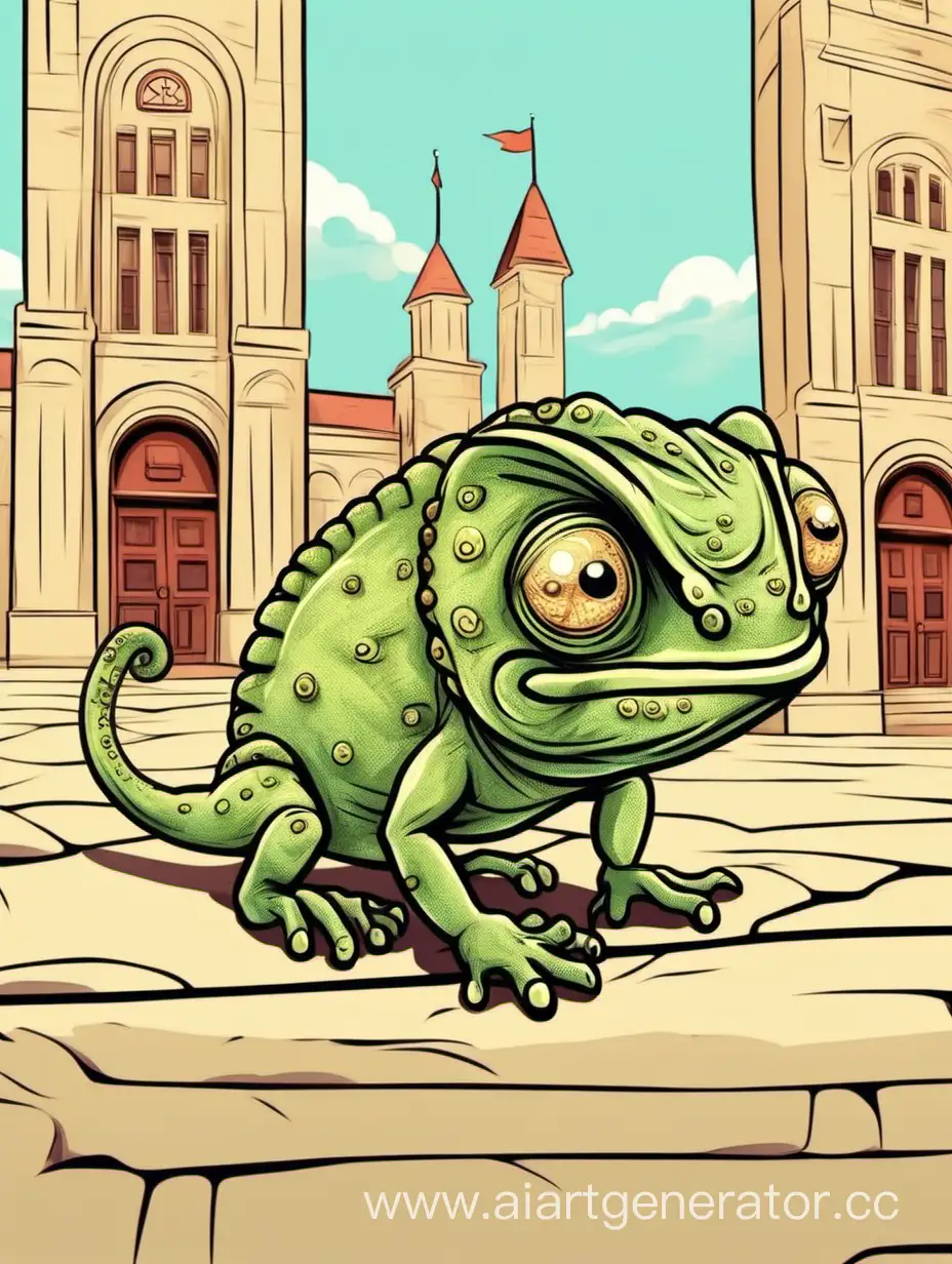 Tiny-Chameleon-Beside-HSE-University-in-Cartoon-Style